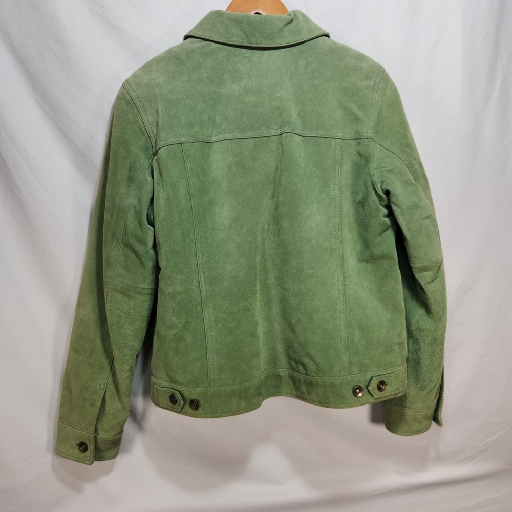Charter Club Womens Jacket Size Small Green  Suede Leather Quilted Lined - Picture 2 of 7